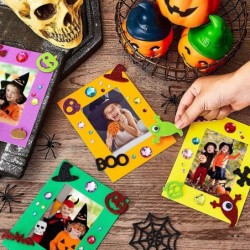 28 Sets Halloween Picture Frame Craft Kits for Kids Foam Picture Frames DIY Craft Photo Frames with Pumpkin Ghost Foam Sticke...