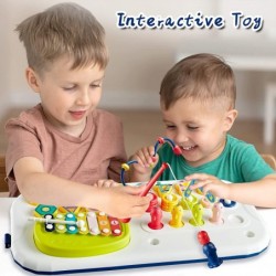 Educational Learning Montessori Toys for Kids 7 in 1 Puzzles Number Shape Sorter Counting Stacker with Number Blocks Xylophon...