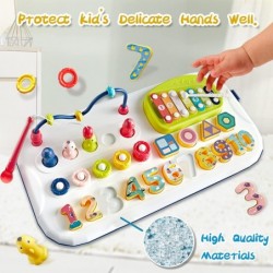 Educational Learning Montessori Toys for Kids 7 in 1 Puzzles Number Shape Sorter Counting Stacker with Number Blocks Xylophon...