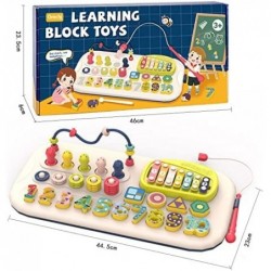 Educational Learning Montessori Toys for Kids 7 in 1 Puzzles Number Shape Sorter Counting Stacker with Number Blocks Xylophon...