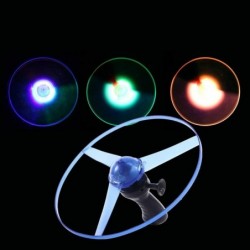 LED Light up Spinning Flying Disc Saucer Pull String Kids Toy Party Supplies Perfect Child Intellectual Toy Gift Set Random C...