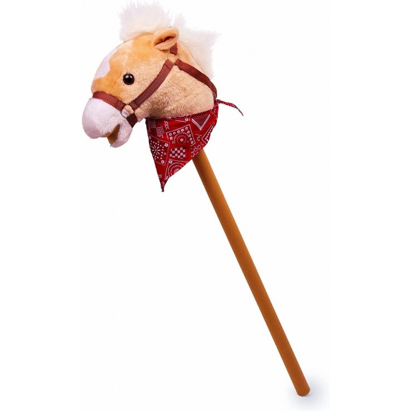 Wooden Stick Horse by Small Foot – Classic Plush Hobby Horse Ride-On Toy – Animal Includes Realistic Sounds & Red Bandana - D...