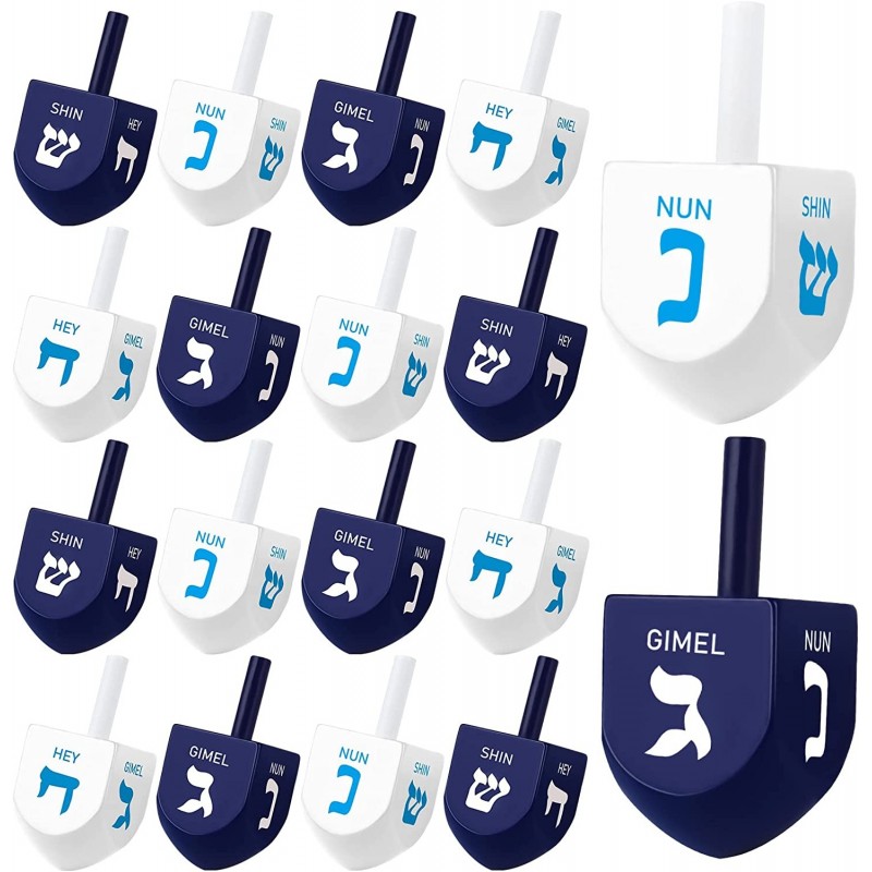 12PCS Hanukkah Dreidels 1.73”X0.74” Wood Dreidel Spinning Top Toy Chanukah Dreidel Fun Game Toys Novelty Toys Dreidels for Ha...