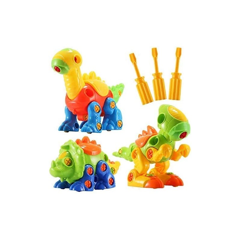 Dinosaur Toys STEM Building Toys - 3 Pack Take Apart Toys with Tools Preschool Learning Toys for Boys Girls Kids Age 3 - 12 Y...