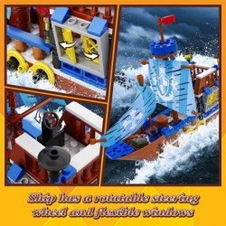 Pirate Ship Playset with 3 Mini Figures 235PCS Pirate Building Blocks for Creative Play Pirate Ship Toys for Boys Ages 6+ Gif...