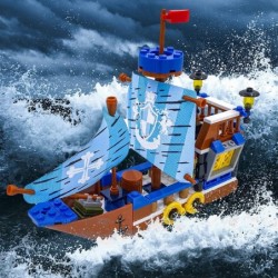 Pirate Ship Playset with 3 Mini Figures 235PCS Pirate Building Blocks for Creative Play Pirate Ship Toys for Boys Ages 6+ Gif...