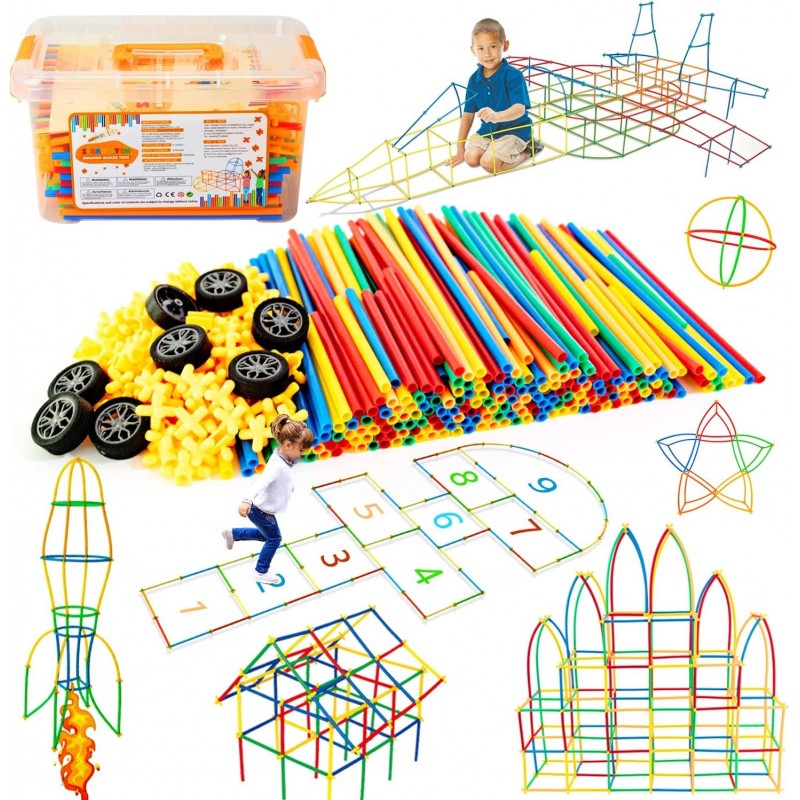 500Pcs Straw Constructor STEM Building Toys Educational Interlocking Toys Engineering Building Blocks 3D Puzzle Creative Conn...