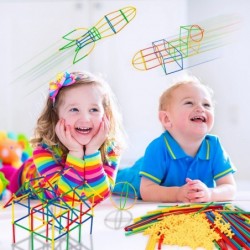 500Pcs Straw Constructor STEM Building Toys Educational Interlocking Toys Engineering Building Blocks 3D Puzzle Creative Conn...