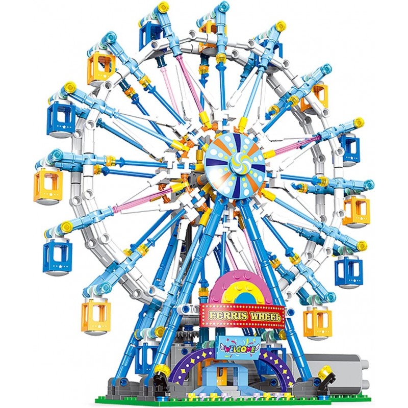 2022 New Rotating Ferris Wheel Building Blocks Set Toy with Lighting Kit（879pcs） Carnival Amusement Park Construction Kits fo...