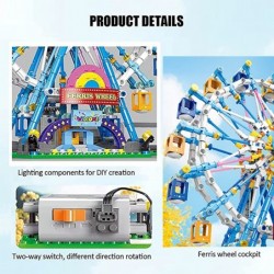 2022 New Rotating Ferris Wheel Building Blocks Set Toy with Lighting Kit（879pcs） Carnival Amusement Park Construction Kits fo...