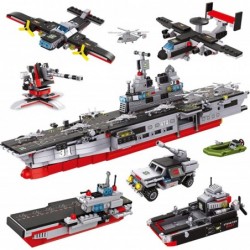 1161 Pieces Aircraft Carrier Building Kit Military Warship Battleship Building Blocks Sets with Patrol Boat Fighter Plane Cre...