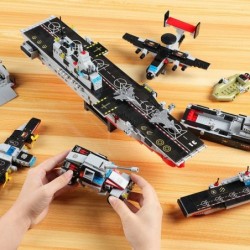 1161 Pieces Aircraft Carrier Building Kit Military Warship Battleship Building Blocks Sets with Patrol Boat Fighter Plane Cre...