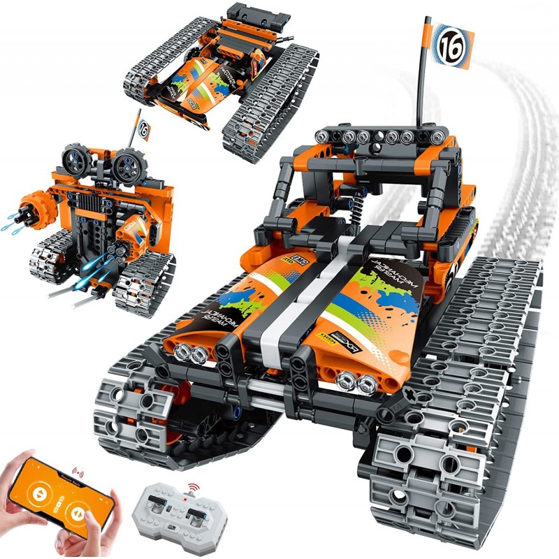 3-in-1 STEM Building Toys - Tracked Racer Car/Robot/Tank 2.4Ghz Remote & APP Controlled Toy for Age 8-12 14 Year Old Kids Edu...