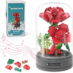 Valentines Day Gifts for Kids - Rose Flower Bouquet Building Toys Set with Music Box Gifts for Kids and Girls Age 6 7 8-12 Ye...