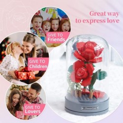 Valentines Day Gifts for Kids - Rose Flower Bouquet Building Toys Set with Music Box Gifts for Kids and Girls Age 6 7 8-12 Ye...