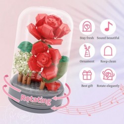 Valentines Day Gifts for Kids - Rose Flower Bouquet Building Toys Set with Music Box Gifts for Kids and Girls Age 6 7 8-12 Ye...