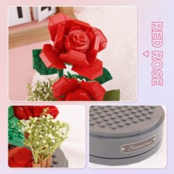 Valentines Day Gifts for Kids - Rose Flower Bouquet Building Toys Set with Music Box Gifts for Kids and Girls Age 6 7 8-12 Ye...