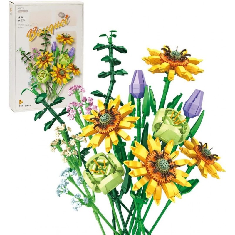 Flower Bouquet Building Kit Bouquet Building Toy Sets Creative Idea Flower Bouquet Stacking Blocks Gifts Botanical Collection...