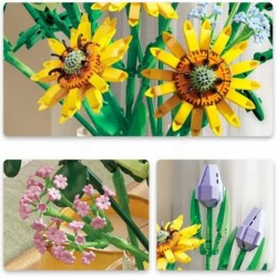 Flower Bouquet Building Kit Bouquet Building Toy Sets Creative Idea Flower Bouquet Stacking Blocks Gifts Botanical Collection...