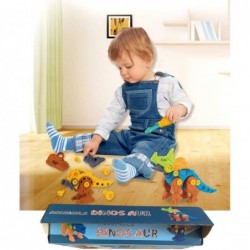 4 Pack Plus Size Take Apart Dinosaur Toys for Boys and Girls Educational Assembling Building Block Toy Set Variety DIY Assemb...