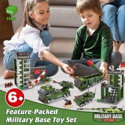 Army Military Base Building Blocks Set with Army Vehicles Tank Airplane Helicopter Best Learning Roleplay STEM Construction T...