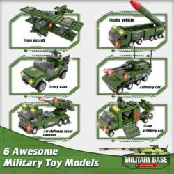 Army Military Base Building Blocks Set with Army Vehicles Tank Airplane Helicopter Best Learning Roleplay STEM Construction T...