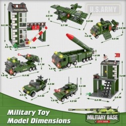 Army Military Base Building Blocks Set with Army Vehicles Tank Airplane Helicopter Best Learning Roleplay STEM Construction T...