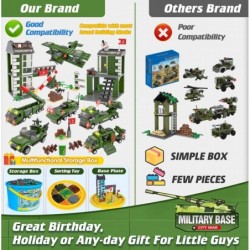 Army Military Base Building Blocks Set with Army Vehicles Tank Airplane Helicopter Best Learning Roleplay STEM Construction T...