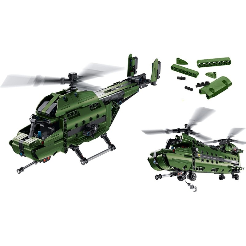 2in1 STEM Toy Building Toy - Military Helicopter or Military Transport Aircraft 2 in 1 Military Air Force Kit (393pcs ) Best ...