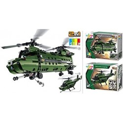 2in1 STEM Toy Building Toy - Military Helicopter or Military Transport Aircraft 2 in 1 Military Air Force Kit (393pcs ) Best ...