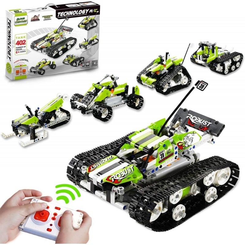 5 in 1 Remote Control STEM Building Blocks Car Tank - 400+ PCS RC Car Kit - Perfect Educational Toy Gift $94.71 Toy Building ...