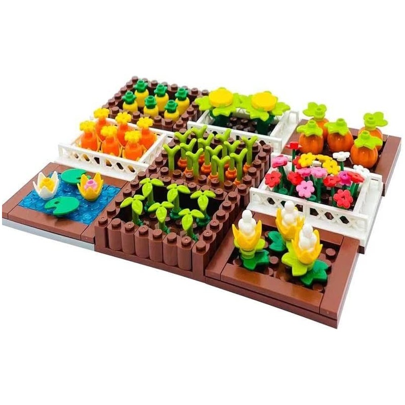 Creative Cropland Farm Vegetable Flowers Field Parts Building Blocks Toy Botanical Garden Scene Accessories for Kids Gift Com...