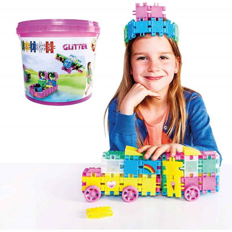 Construction Toys for Children from 3 Years Creative Educational Toys in a 175 Piece Set Glitter Building Blocks for Girls Mo...