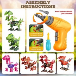 Take Apart Dinosaur Toys 5 Pcs Dinosaur Toys with Electric Drill for Kids 3-5 5-7 Learning Building STEM Construction Game Ch...