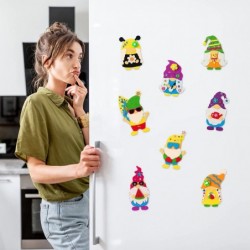 8Pcs Gnome Fridge Magnets Craft Kit with 8 Kinds Cartoon Elves Characters Felt Cloth Handicrafts Summer Theme Home Kitchen De...