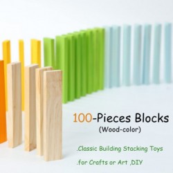 100pcs Classic Wooden Building Blocks Set Ages 3+ Solid STEM Building Toys for Kids Preschool Learning Montessori Toys for To...