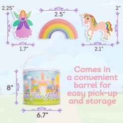 Large Wooden Blocks Set 80pcs - Girls Fairytale Kingdom Castle with Unicorn and Fairy Colored Wooden Building Blocks for Kids...