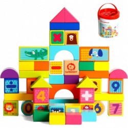 Building Blocks for Toddlers 1-3 50 Pieces Set Wooden Blocks Toys for 1 Year Old Boy and Girl $25.97 Toy Stacking Block Sets