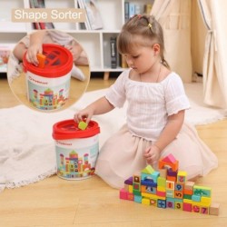 Building Blocks for Toddlers 1-3 50 Pieces Set Wooden Blocks Toys for 1 Year Old Boy and Girl $25.97 Toy Stacking Block Sets