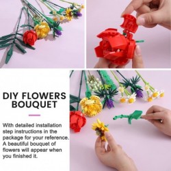 Flower Bouquet Building Kit Toy Stacking Block Sets for Adults Flower Building Blocks Artificial Flowers Building Toys Creati...