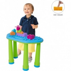 Indoor/Outdoor Toddler Activity Table Set with 25 Piece Building Blocks Kids Play Table for Building Blocks Toy Motor Develop...