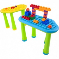 Indoor/Outdoor Toddler Activity Table Set with 25 Piece Building Blocks Kids Play Table for Building Blocks Toy Motor Develop...