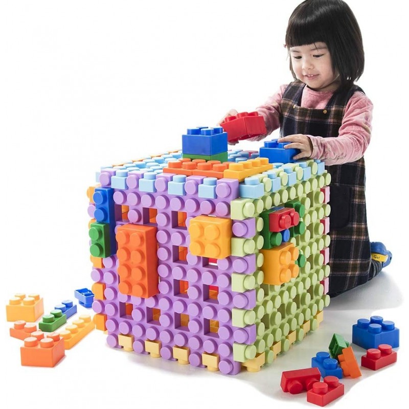 Large Waffle Soft Building Blocks — Cube Puzzle for Cognitive Development Early Learning Education and Sensory Play for Ages ...