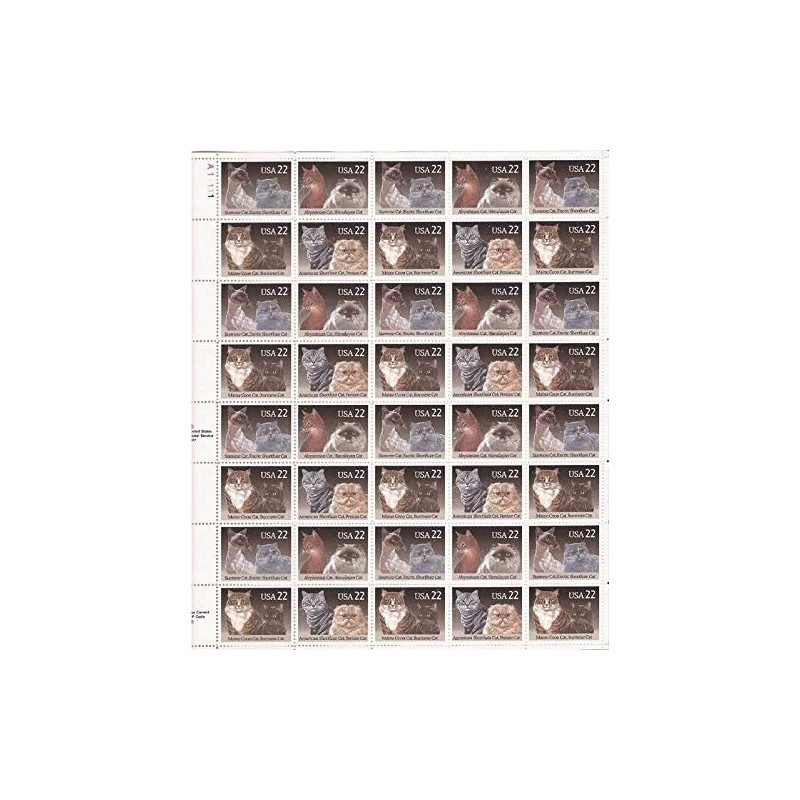 Cats Sheet of 40 x 22 Cent US Postage Stamps Scott 2372-75 $39.82 Collectible Postage Stamps