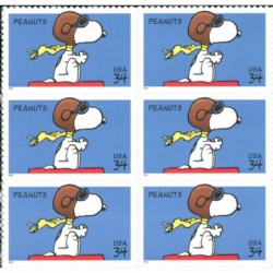 PEANUTS ~ SNOOPY ~ RED BARON ~ CHARLES SCHULZ 3507 Block of 6 x 34¢ US Postage Stamps $18.67 Collectible Postage Stamps