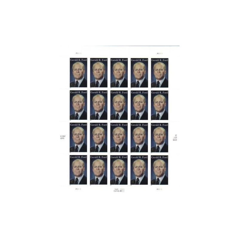 Gerald Ford Sheet of Twenty 41 Cent Stamps Scott 4199 $27.88 Collectible Postage Stamps