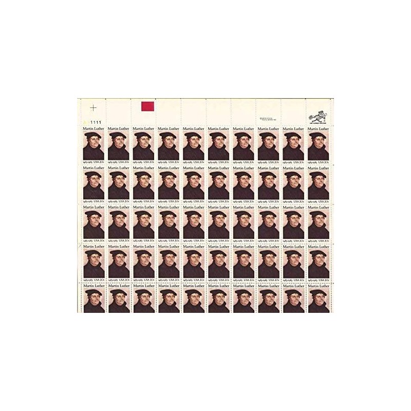 1983 Martin Luther Full Sheet of 50 x 20 Cent Stamps Scott 2065 $22.89 Collectible Postage Stamps