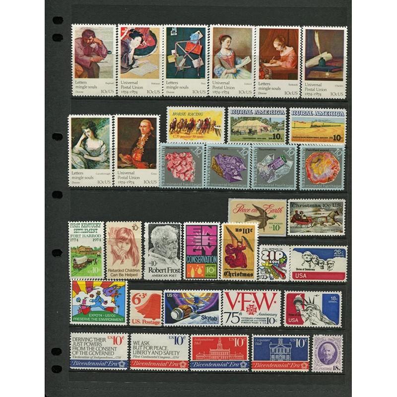 COMPLETE MINT SET OF POSTAGE STAMPS ISSUED IN THE YEAR 1974 BY THE U.S. POST OFFICE DEPT (35 Stamps) $24.48 Collectible Posta...