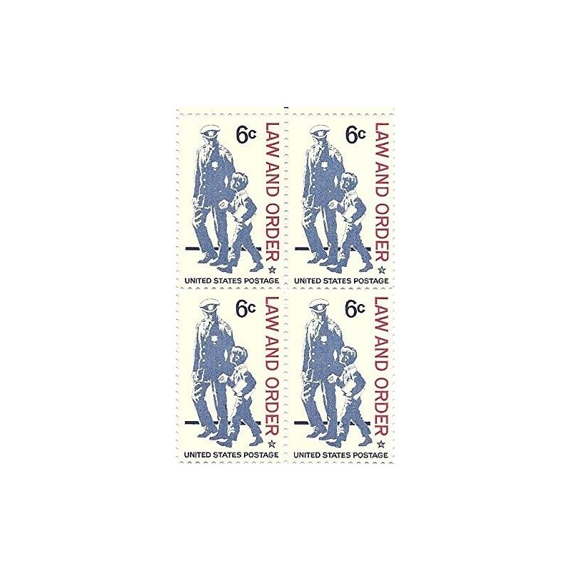 1968 US Postage Stamp Law And Order 6 Cents Block Of 4 Stamps Scott 1343 $15.19 Collectible Postage Stamps