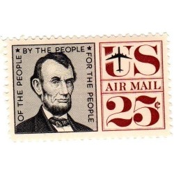 Postage Stamps United States. One Single 25 Cent Black & Maroon Abraham Lincoln Air Post Stamp Dated 1960 Scott C59. $13.03 C...